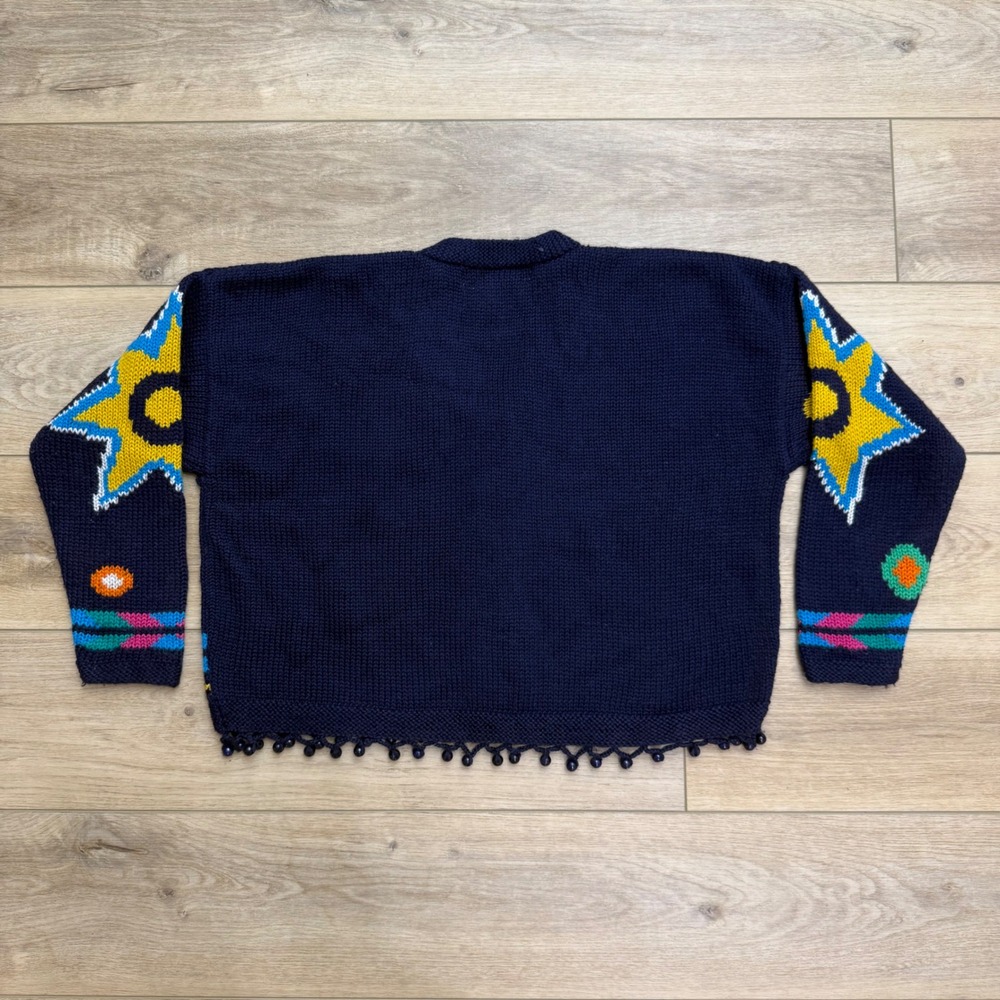 Vintage Kitty Hawk Vivian Wang Egyptian Cardigan Sweater Maximalist Wool Blend L - Picture 6 of 9